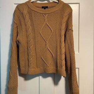 Quince Cable Knit Sweater in Camel